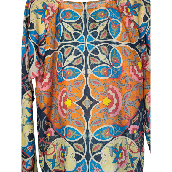 Johnny Was Silk Art Nouveau Boho Blouse Top Size XS - Picture 5 of 8